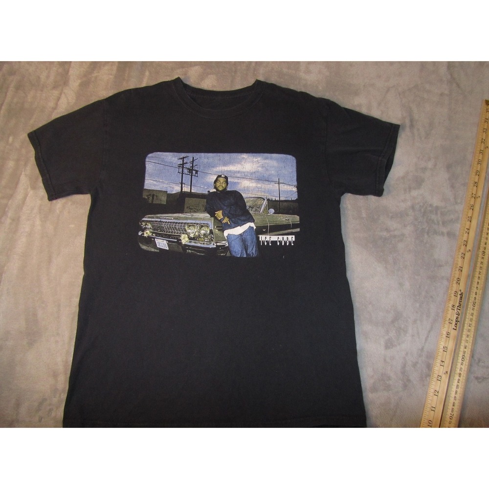 Ice Cube Mens Black Graphic T-Shirt Lowrider Rap Tee Size Medium